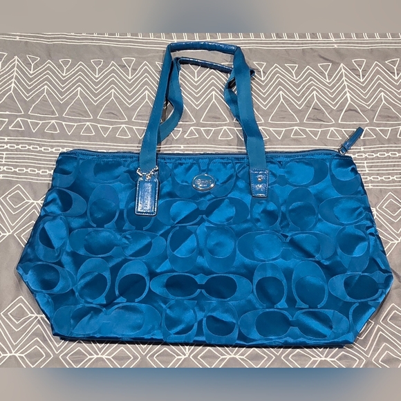 Coach Womens Aqua Blue Tote Bag - Picture 1 of 9